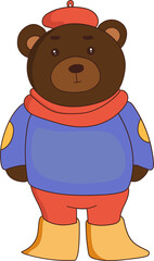 Vector illustration of a cute bear,teddy-bear character in beautiful and cute clothes.