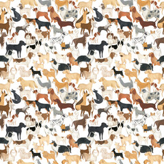 Dogs illustration pattern cute animals watercolor pets © Bianca