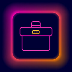 Glowing neon line Briefcase icon isolated on black background. Business case sign. Business portfolio. Colorful outline concept. Vector