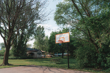Basketball Hoop in the countryside on a sunny day © epkatsu