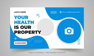 Medical web banner template and video thumbnail design Layout. Customizable web banner template and thumbnail