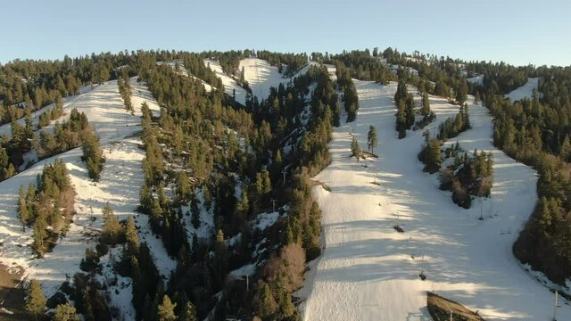Big Bear Sunset Ski Resort Aerial Shot San Bernardino Mountains Back California USA