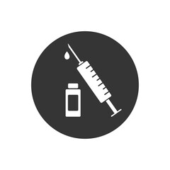 Medical icon for pandemic vaccine ampoule and syringe. Image of covid-19 vaccine and syringe. Illustration of antiviral vaccine