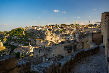 Fototapeta na wymiar sunrise in Matera. The city of stones. A panorama in Basilicata