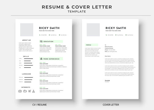 Resume and Cover Letter, Minimalist resume cv template, Cv professional jobs resumes