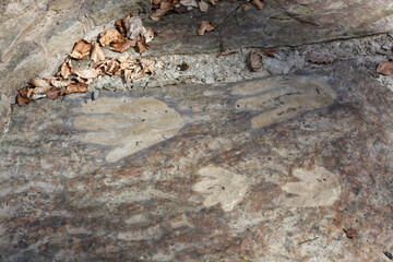 Geotop Saurierspuren bei Euerdorf, Landkreis Bad Kissingen, Unterfranken, Bayern, Franken,...