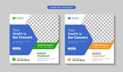 Modern healthcare social media web banner or square flyer design Premium Vector