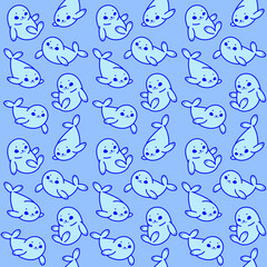 Cartoon happy seal - seamless simple trendy pattern with animal. Flat vector illustration.