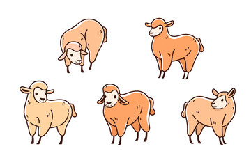 Cartoon sheep flat icon. Сute animals set of icons.