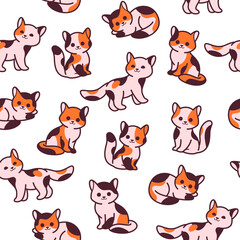 Simple trendy pattern with ginger cat. Cartoon vector illustration for prints, clothing, packaging and postcards. 