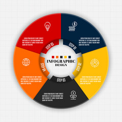 Vector circle chart infographic. Business diagram template with icon 5 step.