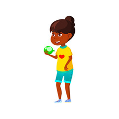 Fototapeta na wymiar smiling african girl playing water bomb with friends in garden cartoon vector. smiling african girl playing water bomb with friends in garden character. isolated flat cartoon illustration