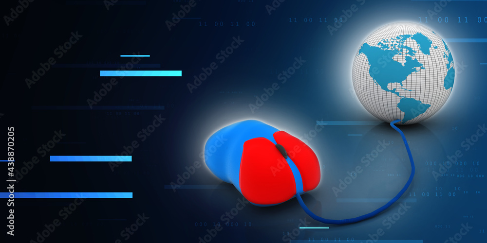 Poster 3d rendering globe with mouse