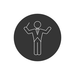 Music conductor line icon in flat, vector