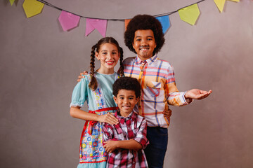 Children in typical clothes from the famous Brazilian party called 