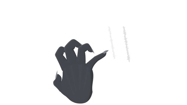 Hand with claws. Claw scratching animation, alpha channel enabled. Cartoon