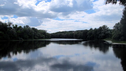 Beautiful wide river in summer