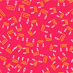 Line Jump rope icon isolated seamless pattern on red background. Skipping rope. Sport equipment. Vector