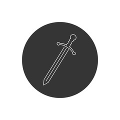 Steel sword vector line icon illustration isolated on white background