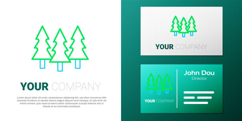 Line Trees icon isolated on white background. Forest symbol. Colorful outline concept. Vector