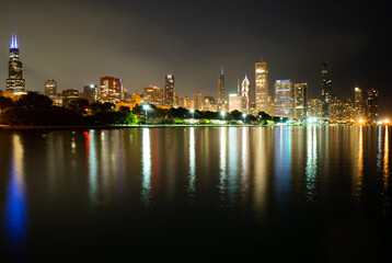 Fototapeta premium Chicago City Skyline at Night