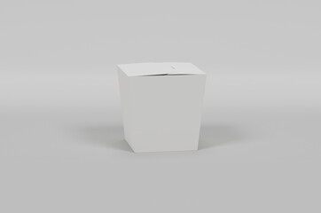 Closed box on gray background for food delivery. Gift box or noodle box mock up. - 438874083