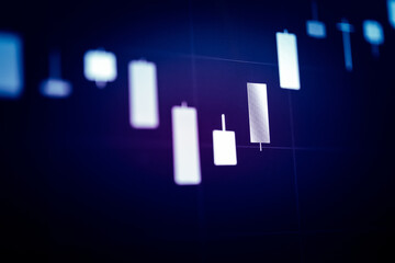 Candlestick chart in financial stock market on digital number background. Forex trading graphic design and Stock market trading trend as concept.