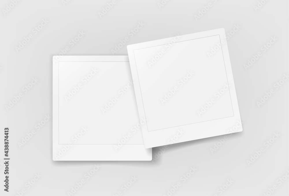 Poster two blank paper frames on a table