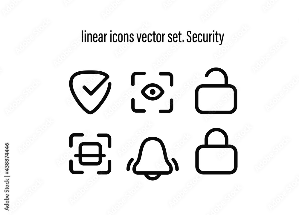 Aufkleber linear icons vector set. security