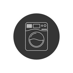 Washing machine for washing cloth line icon. Vector