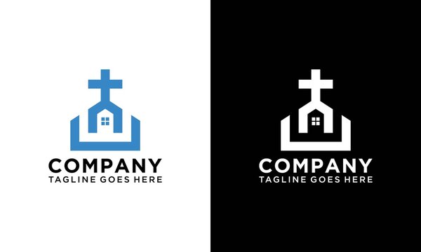 Home church logo design template. Vector illustration