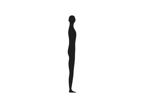 Side view silhouette of a gender neutral human with head turned front.