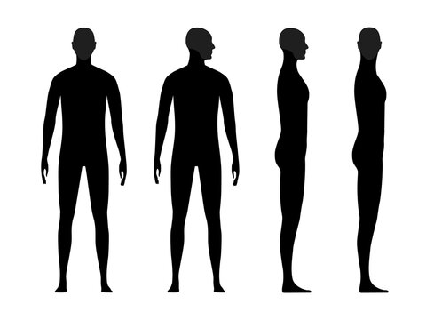 Human body silhouette of a male with a highlighted skull and chin area.