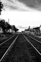 Fototapeta na wymiar Oklahoma City Train tracks 2 B&W