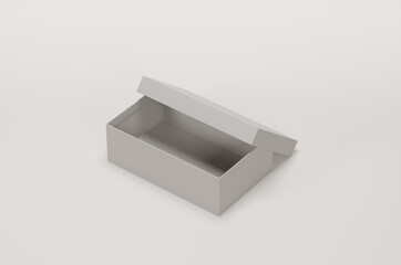 White empty packing cardboard box on a white background. Shoe or gift box mock up. - 438877023