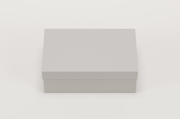 White empty packing cardboard box on a white background. Shoe or gift box mock up. Top view. - 438877058
