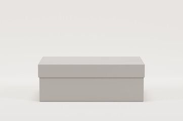 White empty packing cardboard box on a white background. Shoe or gift box mock up. Front View. - 438877059