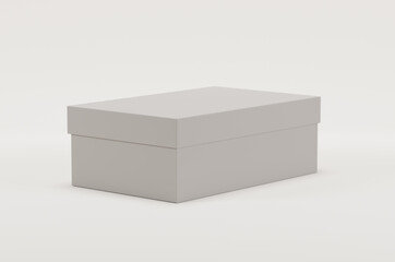 White empty packing cardboard box on a white background. Shoe or gift box mock up.  - 438877073