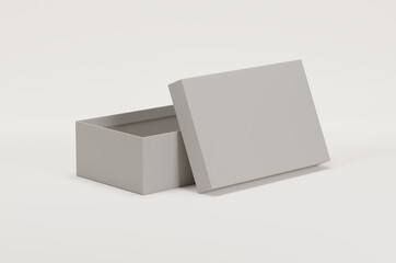 White empty packing cardboard box on a white background. Shoe or gift box mock up. - 438877093