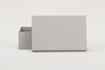 White empty packing cardboard box on a white background. Shoe or gift box mock up. Front view. - 438877094