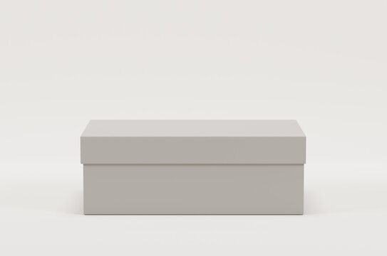 White empty packing cardboard box on a white background. Shoe or gift box mock up. Front View.
