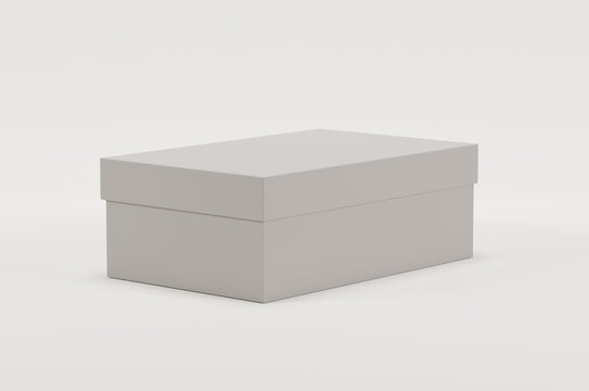 White empty packing cardboard box on a white background. Shoe or gift box mock up. 