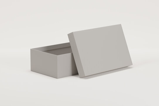 White empty packing cardboard box on a white background. Shoe or gift box mock up.