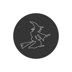 Witch on a broom vector line icon