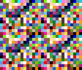Pixel background with lots of colorful squares.