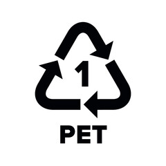 Plastic recycling code applied to packaging (PET, PETE). Vector sign.