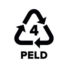 Plastic recycling code applied to packaging (LDPE, PELD). Vector sign.