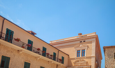 Old houses in the town Kotor. Kotor is a coastal town in Montenegro. 