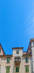 Old houses in the town Kotor. Kotor is a coastal town in Montenegro. 