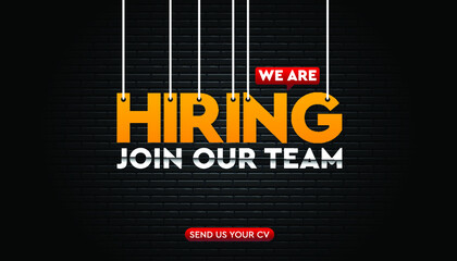 We are hiring with brick wall background template.